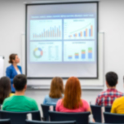 Presenting market charts to a seated group, symbolising stakeholders discussing Oakford Group's property insights